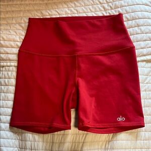 ALO Yoga Red Airlift Bike Shorts High-Waist